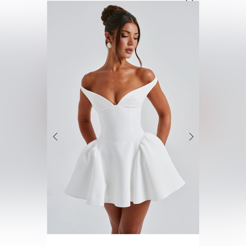 BABYBOO MARLA MINI DRESS - IVORY Elegant Off-Shoulder White Dress S - Picture 6 of 10